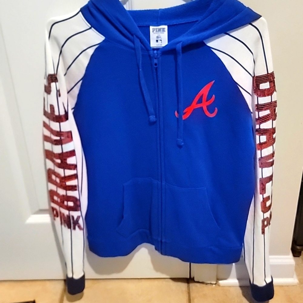 PINK BY VICTORIA'S SECRET BRAND ATLANTA BRAVES FULL ZIPPER HOODIE.